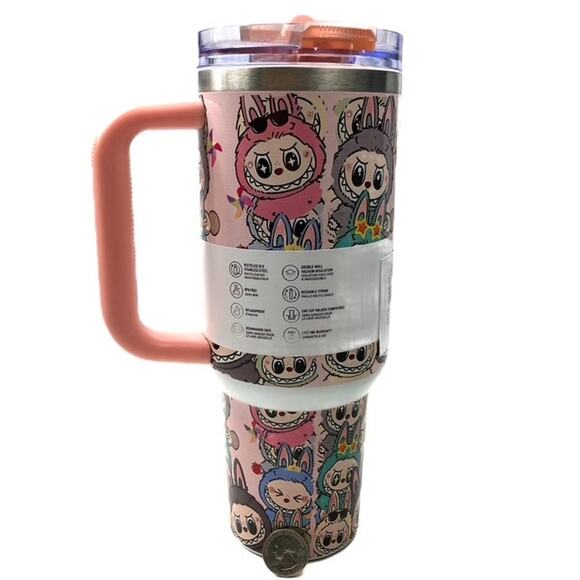 Pink Stanley Quencher Travel Tumbler New Flowstate 40oz Monster Mug - Picture 4 of 9